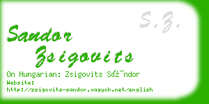 sandor zsigovits business card